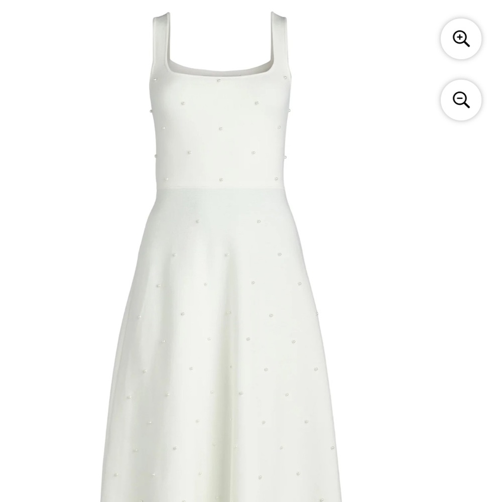 Cream A-Line Midi Dress with Square Neckline